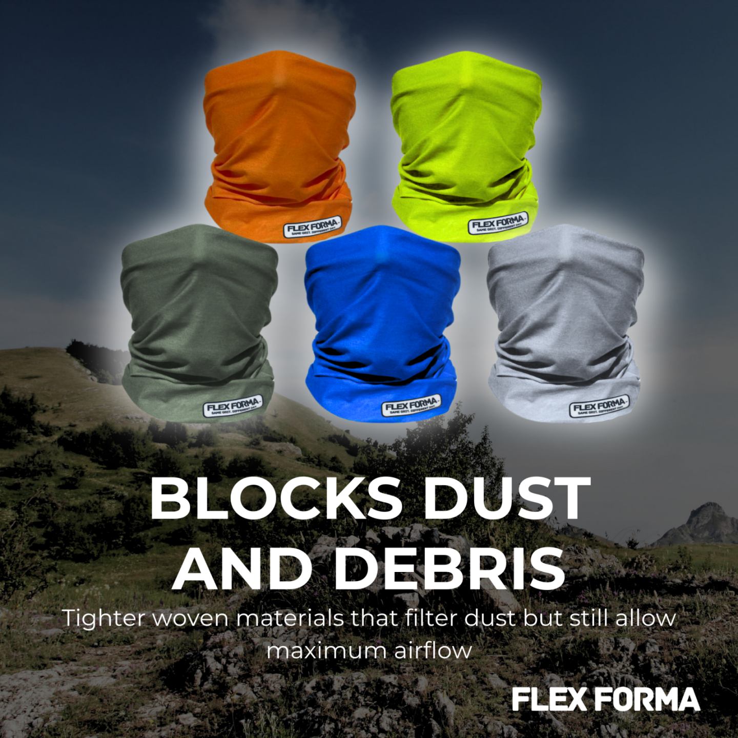 5Pack Dust Blocking Neck Gaiters (Plain+Solid)