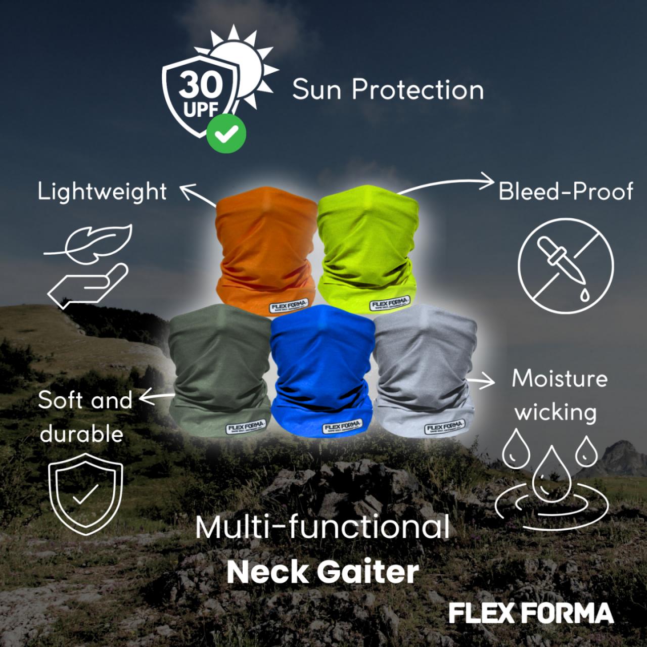 5Pack Dust Blocking Neck Gaiters (Plain+Solid)
