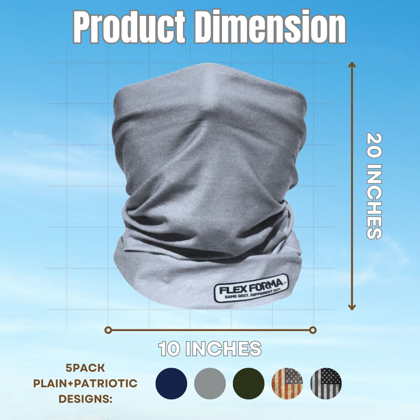 5Pack Dust Blocking Neck Gaiters (Plain+Patriotic)