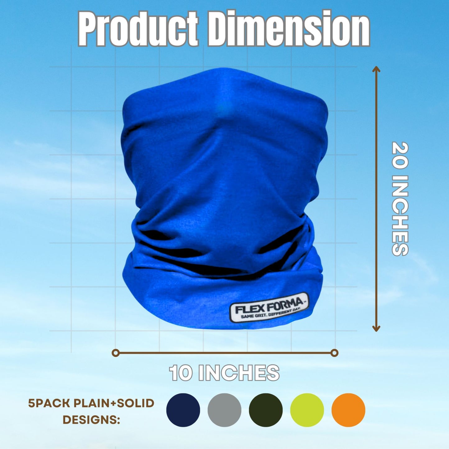 5Pack Dust Blocking Neck Gaiters (Plain+Solid)