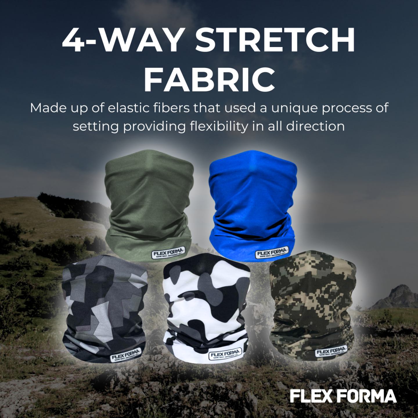 5Pack Dust Blocking Neck Gaiters (Camo+Plain)