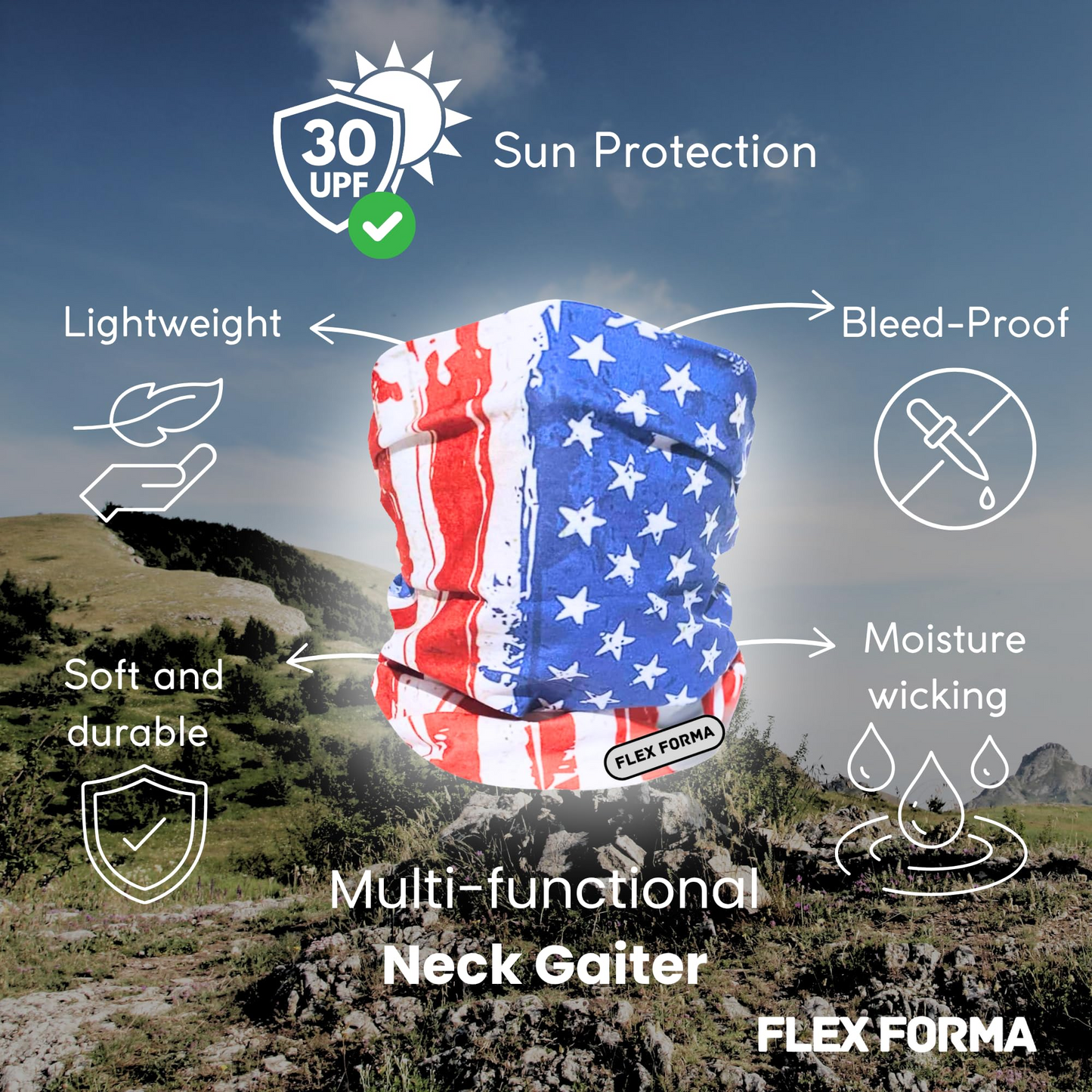 Patriotic Cooling Neck Gaiter (Red)