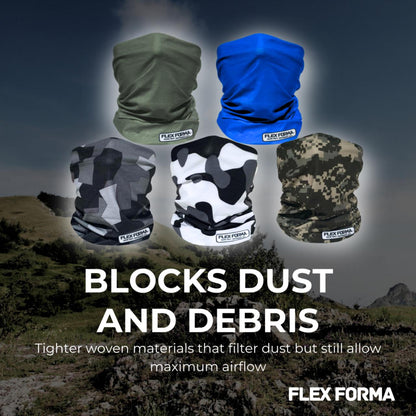 5Pack Dust Blocking Neck Gaiters (Camo+Plain)