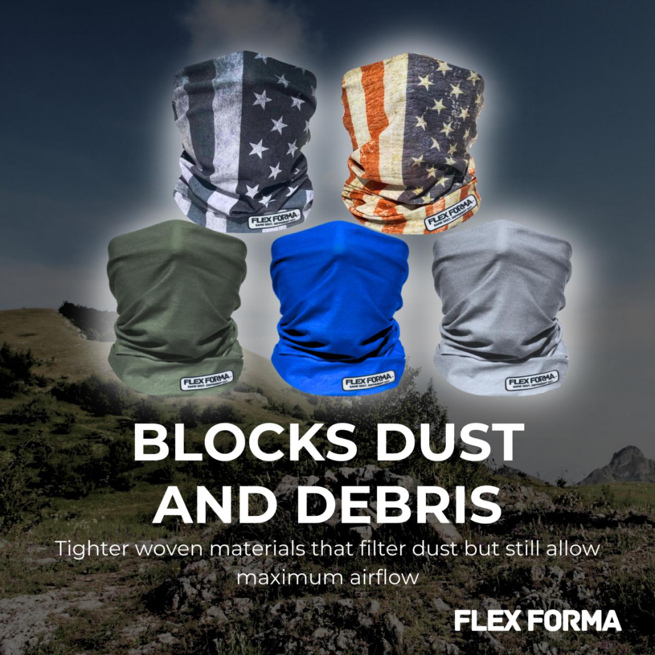 5Pack Dust Blocking Neck Gaiters (Plain+Patriotic)