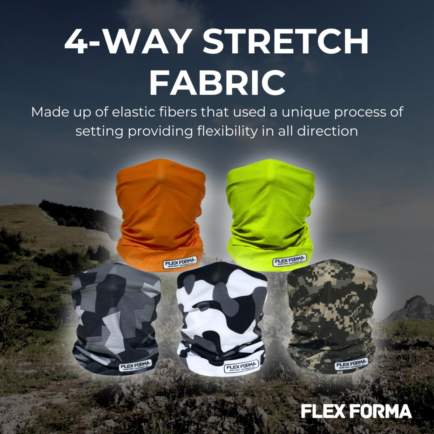5Pack Dust Blocking Neck Gaiters (Camo+Solid)