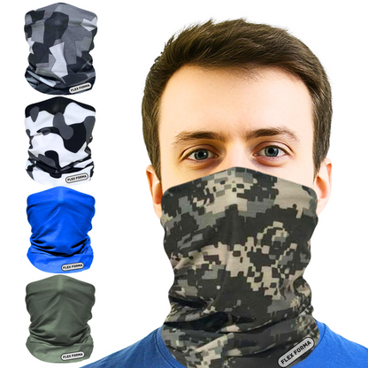 5Pack Dust Blocking Neck Gaiters (Camo+Plain)