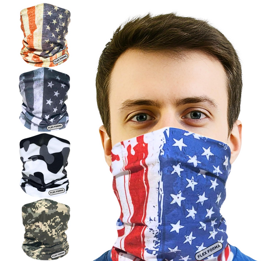 5Pack Dust Blocking Neck Gaiters (Patriotic+Camo)