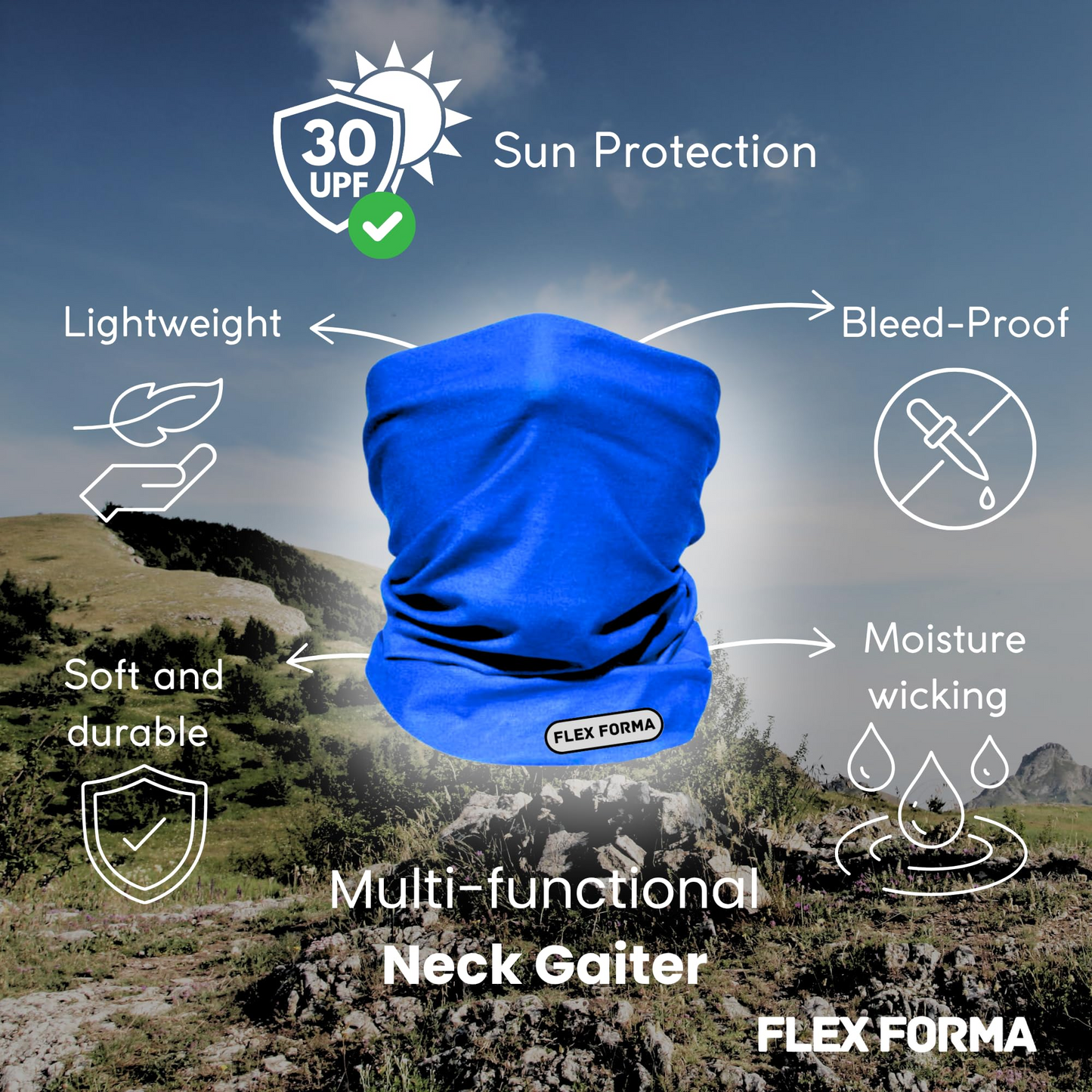 Plain Color Cooling Neck Gaiter (Navy Blue)