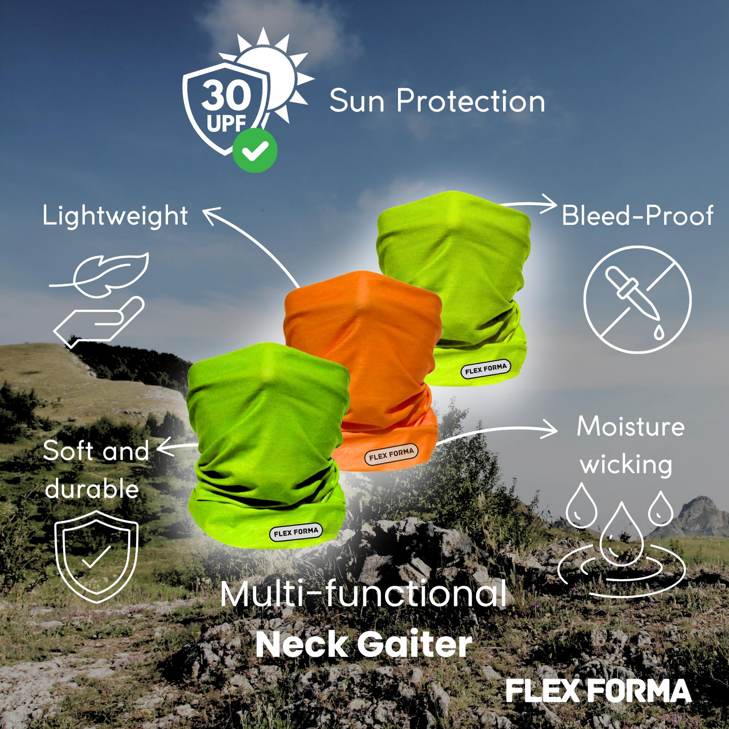 3Pack Multipurpose Neck Gaiters (Solid Colors)