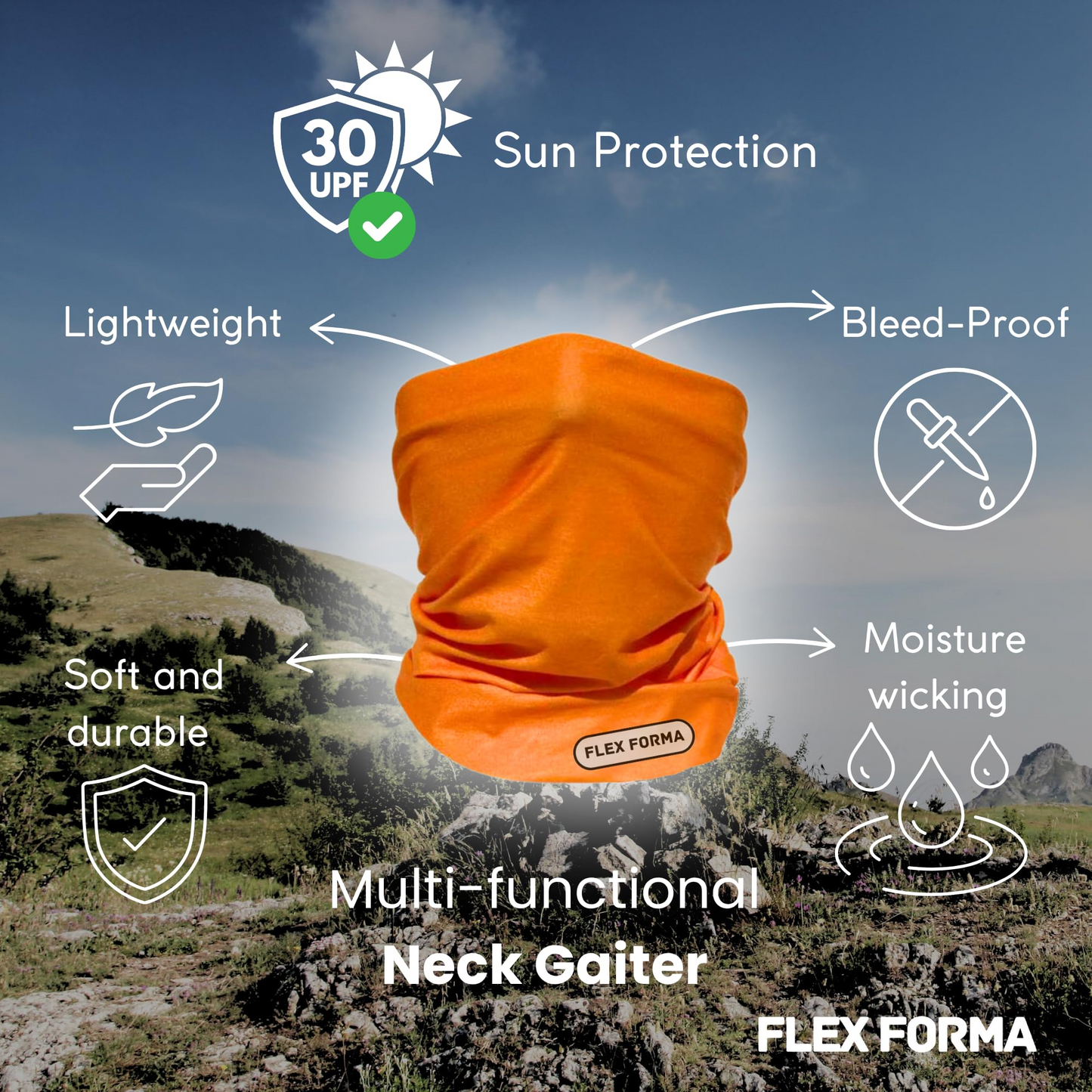 5Pack Dust Blocking Neck Gaiters (Plain+Solid)