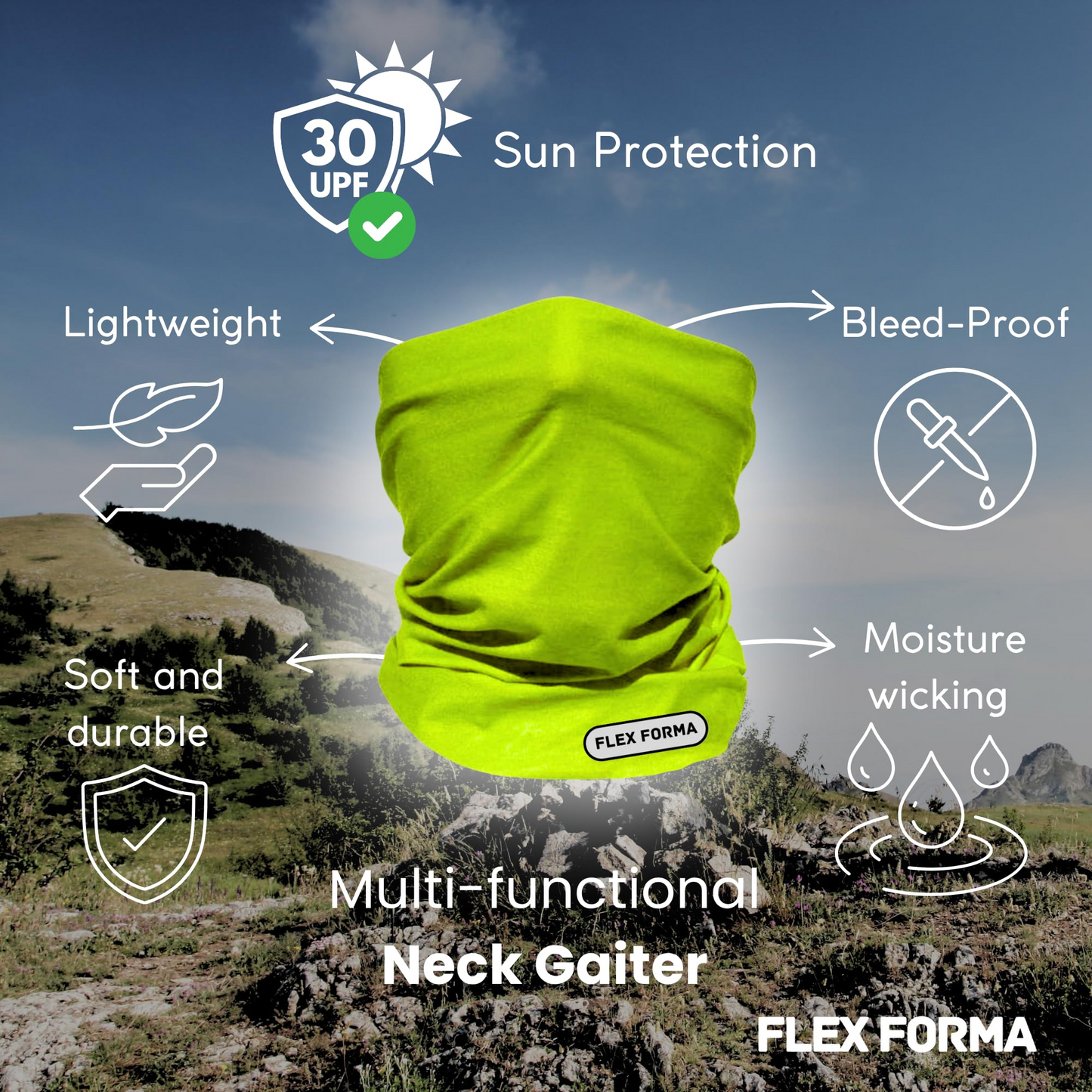 Vibrant Cooling Neck Gaiter (Yellow Green)