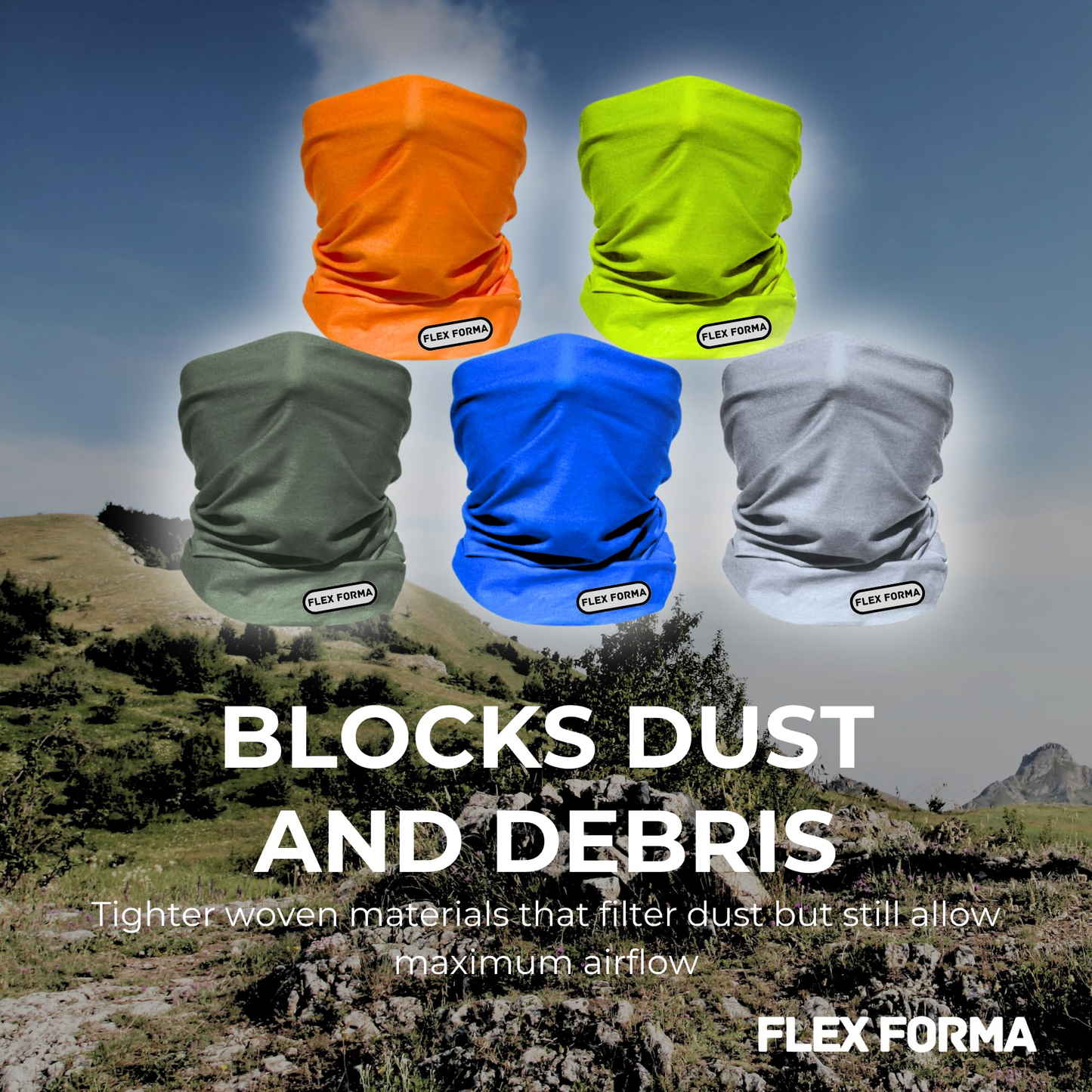 5Pack Dust Blocking Neck Gaiters (Plain+Solid)