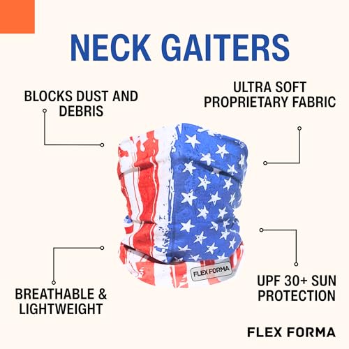 Clear Anti-Fog Safety Glasses + Neck Gaiter | Scratch & Impact Resistant Eyewear and Face Cover Bundle for Work & Outdoor (Patriotic Red)