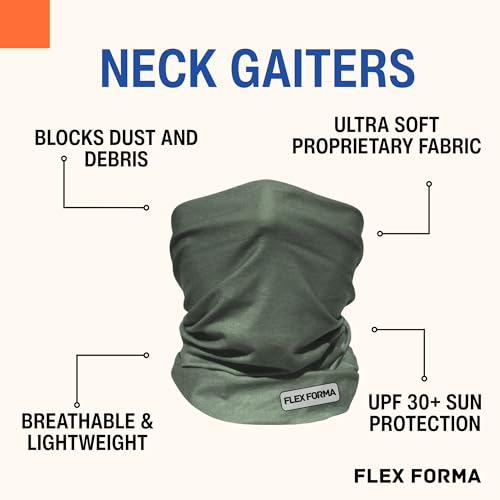 Clear Anti-Fog Safety Glasses + Neck Gaiter | Scratch & Impact Resistant Eyewear and Face Cover Bundle for Work & Outdoor (Dark Green)