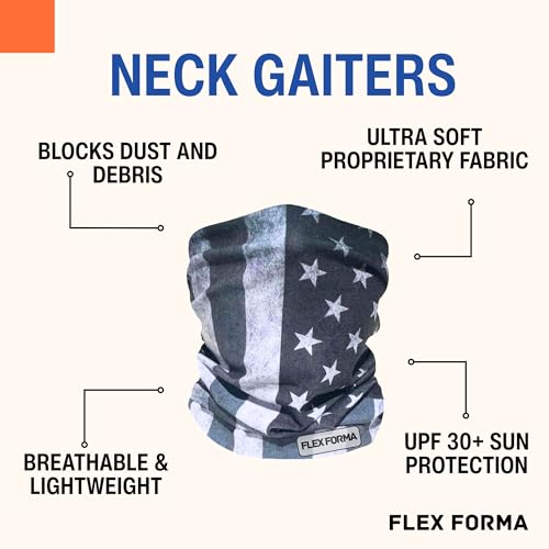 Clear Anti-Fog Safety Glasses + Neck Gaiter | Scratch & Impact Resistant Eyewear and Face Cover Bundle for Work & Outdoor (Patriotic Gray)