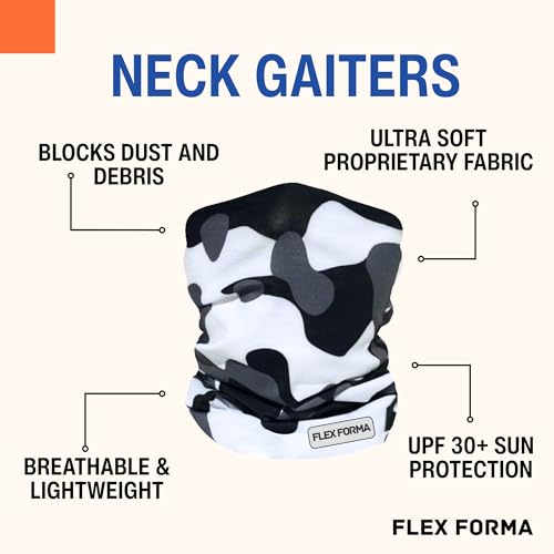 Clear Anti-Fog Safety Glasses + Neck Gaiter | Scratch & Impact Resistant Eyewear and Face Cover Bundle for Work & Outdoor (Camo Light Gray)