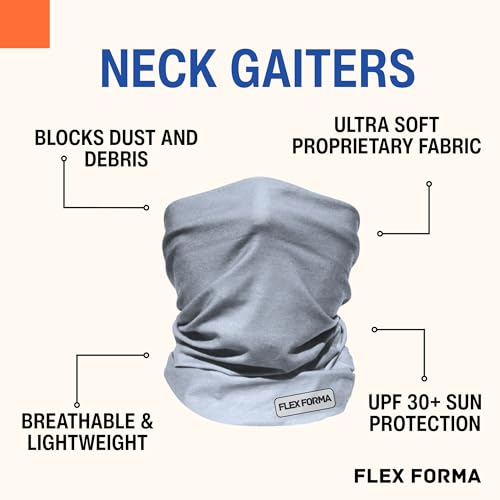 Clear Anti-Fog Safety Glasses + Neck Gaiter | Scratch & Impact Resistant Eyewear and Face Cover Bundle for Work & Outdoor (Gray)
