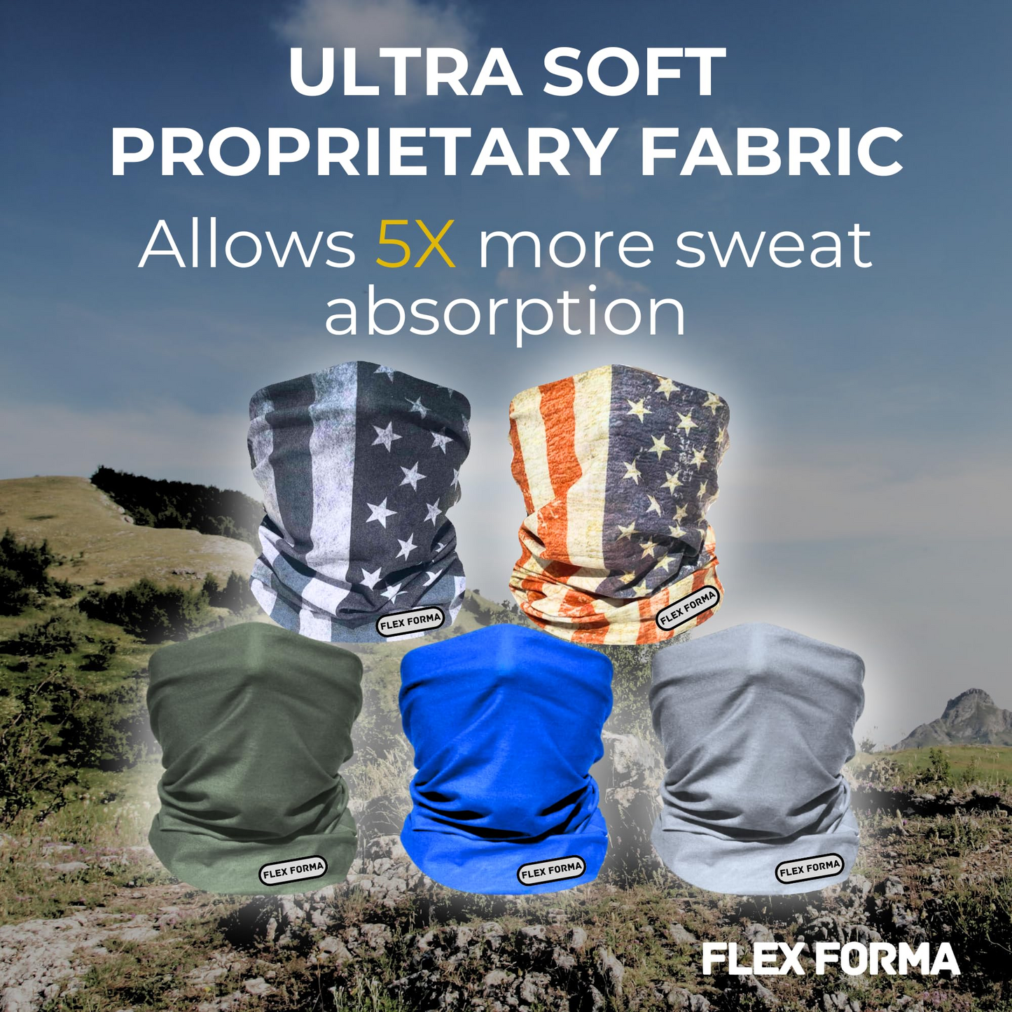 5Pack Dust Blocking Neck Gaiters (Plain+Patriotic)