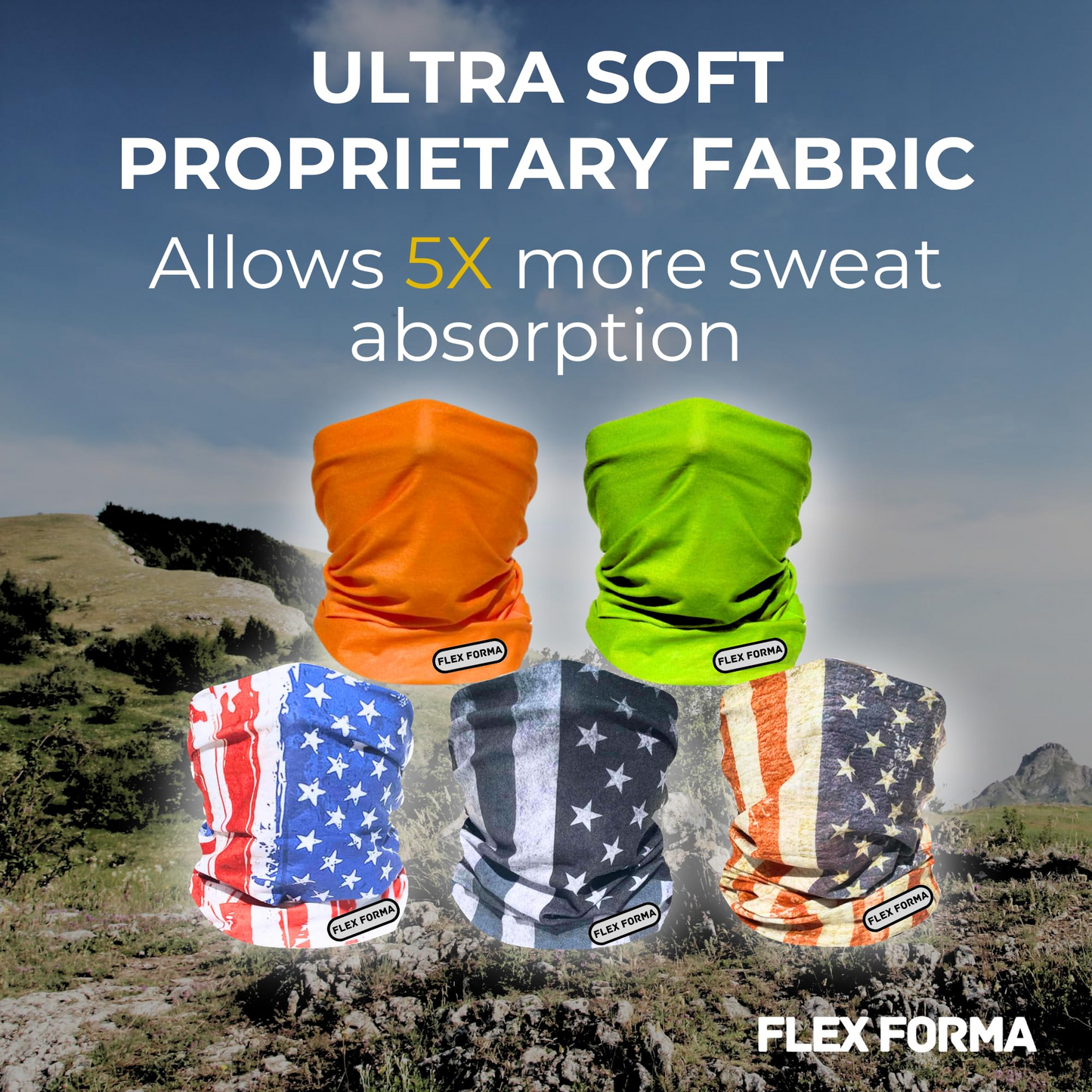 5Pack Dust Blocking Neck Gaiters (Patriotic+Solid)