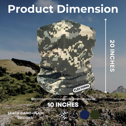 5Pack Dust Blocking Neck Gaiters (Camo+Plain)