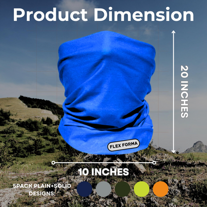 5Pack Dust Blocking Neck Gaiters (Plain+Solid)