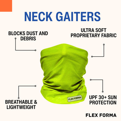 Clear Anti-Fog Safety Glasses + Neck Gaiter | Scratch & Impact Resistant Eyewear and Face Cover Bundle for Work & Outdoor (Yellow Green)