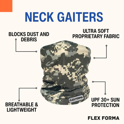 Clear Anti-Fog Safety Glasses + Neck Gaiter | Scratch & Impact Resistant Eyewear and Face Cover Bundle for Work & Outdoor (Camo Green)