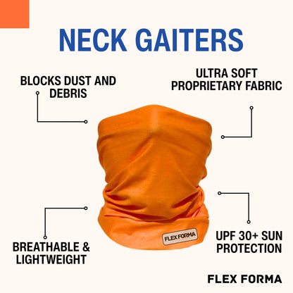 Clear Anti-Fog Safety Glasses + Neck Gaiter | Scratch & Impact Resistant Eyewear and Face Cover Bundle for Work & Outdoor (Orange)