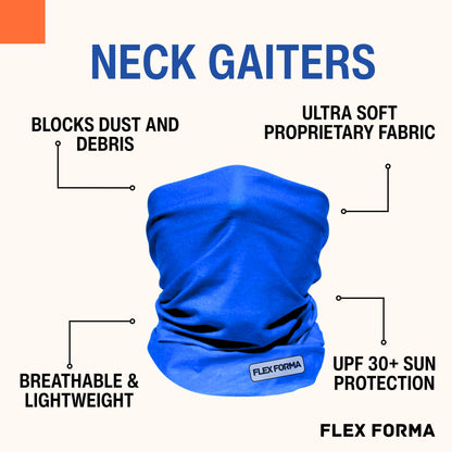 Clear Anti-Fog Safety Glasses + Neck Gaiter | Scratch & Impact Resistant Eyewear and Face Cover Bundle for Work & Outdoor (Navy Blue)