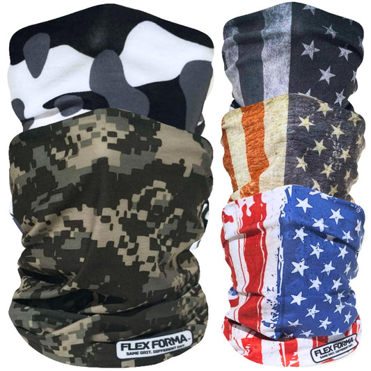 5Pack Dust Blocking Neck Gaiters (Patriotic+Camo)